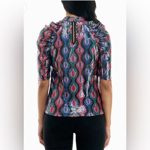 NICOLE MILLER Sequin Top Multicolored M - Picture 2 of 10
